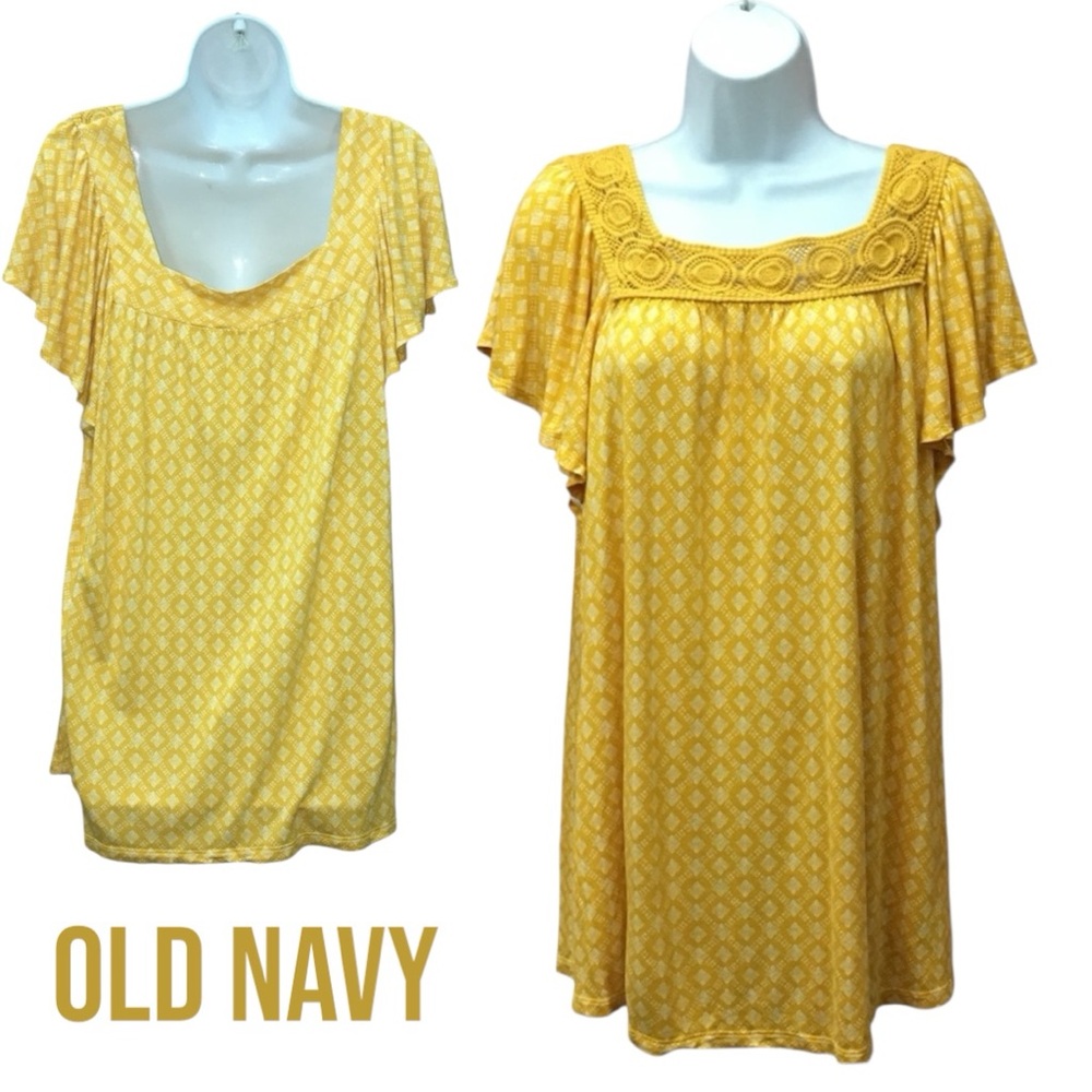 Old Navy Crochet Neckline Geometric Squares Rayon Top - Women’s 2X - Picture 2 of 12